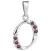 Silver pendant with czech garnet, rhodium plated - letter O                                         