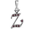 Silver pendant with czech garnet, rhodium plated - letter Ž                                         