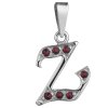 Silver pendant with czech garnet, rhodium plated - letter Z                                         