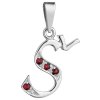 Silver pendant with czech garnet, rhodium plated - letter Š                                         