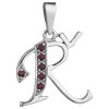 Silver pendant with czech garnet, rhodium plated - letter Ř                                         