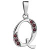Silver pendant with czech garnet, rhodium plated - letter Q                                         