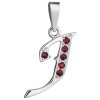 Silver pendant with czech garnet, rhodium plated - letter J                                         