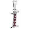 Silver pendant with czech garnet, rhodium plated - letter I                                         