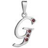 Silver pendant with czech garnet, rhodium plated - letter G                                         