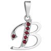 Silver pendant with czech garnet, rhodium plated - letter B                                         