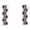 Silver cuff-links with czech garnet, rhodium plated - rectangle                                     