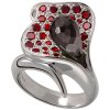 Silver ring with czech garnet, rhodium plated - calla                                               