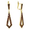 Silver earrings with czech garnet, gold plated - drop                                               