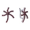 Silver earrings with czech garnet, rhodium plated - star                                            