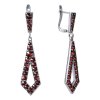 Silver earrings with czech garnet, rhodium plated - drop                                            
