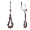 Silver earrings with czech garnet, rhodium plated - drop                                            