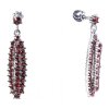 Silver earrings with czech garnet, rhodium plated - oval                                            