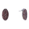 Silver earrings with czech garnet, rhodium plated - oval                                            