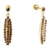 Silver earrings with czech garnet, gold plated - oval                                               