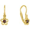 Silver earrings with czech garnet, gold plated - flower                                             