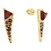 Silver earrings with czech garnet, gold plated - triangle                                           