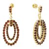 Silver earrings with czech garnet, gold plated - oval                                               
