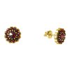 Silver earrings with czech garnet, gold plated - flower                                             