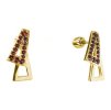 Silver earrings with czech garnet, gold plated - triangle                                           