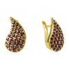 Silver earrings with czech garnet, gold plated - drop                                               