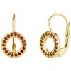Silver earrings with czech garnet, gold plated - circle                                             