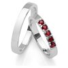 White gold wedding rings with czech garnet