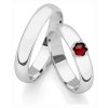 White gold wedding rings with czech garnet