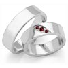 White gold wedding rings with czech garnet