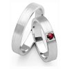 White gold wedding rings with czech garnet