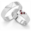 White gold wedding rings with czech garnet