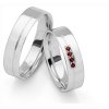 White gold wedding rings with czech garnet