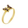 Silver ring with czech garnet, gold plated, animal - butterfly                                      