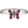 Silver ring with czech garnet, rhodium plated, animal - butterfly                                   
