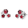 Silver earrings with czech garnet, rhodium plated                                                   