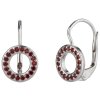 Silver earrings with czech garnet, rhodium plated - circle                                          