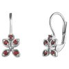 Silver earrings with czech garnet, rhodium plated - leaf                                            