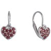 Silver earrings with czech garnet, rhodium plated - heart                                           